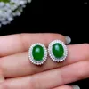 Pierścienie klastrowe moda Zestaw biżuterii z zielonym chalcedony kamienia szlachetki, w tym kolczyki z pierścieniem naszyjnika dla kobiet 925 srebrny klejnot naturalny klejnot