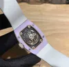 Oglądaj kobiety luksusowe mechaniki na rękę zegarki Richa Cotton Candy Ceramic Shell Obie igły automatyczny mechanizm ruch i kolor G.
