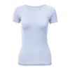 LL Yoga wear Women solid color T-shirt top sexy quick dry dance fitness exercise morning running round neck short sleeve TS