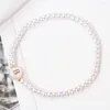 Charm Bracelets 26 Letters Freshwater Pearl Bracelet 4MM Simulated Bead Reki A-Z Stretch Jewelry For Women