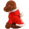 Hondenkleding Fancy Christmas Dress Wollen winterkleding voor kleine honden Meisje Kat Bontkraag Jas Puppykostuum Rood Groen 231123