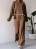 Abito pullover lavorato a maglia con pannelli da donna maglioni a maniche lunghe dritti pantaloni a gamba larga set da donna set casual larghi da donna