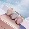 Dangle Earrings Cute Strawberry Stud For Women Cubic Zirconia Light Pink Luxury Jewelry Female Gift