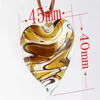 Pendant Necklaces 6pcs Handmade Glaze Stripe Bicolor Heart Murano Lampwork Glass For Women Necklace Sweater Chain Bracelet Jewelry