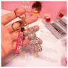 Key Ring PVC Keychain DIY Craft Cartoon Bear Handmade Rhinestone Crystal Key Chains Charm Pendant Keychains For Women Gifts 12 LL