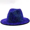 Berets Designer Fashion Shining Wool Felt Panama Jazz Fedora Chapeaux pour femmes avec Crystal Diamond Wedding Luxury Caps