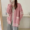 Suéteres femininos Mulheres camisola coreana moda manga comprida solta botão sólido frente cardigan casual gota ombro vintage doce em outwear