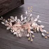 Hair Clips Trendy Silver Color Rose Gold Flower Comb Bridal Accessories Wedding Tiara Ornaments Bride Jewelry Handmade