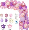 Party Decoration 124pcs Metal Purple Balloons Arch Gold Burtterfly White Macaron Garland For Wedding Backdrop Decor