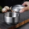 Tigelas de cozinha coreana com tampa utensílios de cozinha 304 recipiente de aço inoxidável tigela de arroz duplo sopa de mistura de cereais