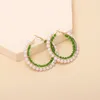 Stud Earrings Big Circle Hand Knitting Beading Bohemia Fashion Double-deck Chain Geometry Alloy Ma'am Rice Bead