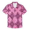 Men's Casual Shirts Luxury Design Summer Mens Shirt Short Sleeve Polynesian Tribal Tattoos Polyester Top Button Beach