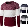 Chandails pour hommes automne et hiver couleur contrastée épaissi pull chaud automne et fil chemise à tricoter