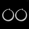 Hoop Earrings 3.4cm Big Solid Circles High Quality Silver Plated De Prata Brinco Women's Fashion Jewelry