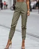 Women's Pants High Waist Pocket Button Design Cargo & Women Baggy Sweatpants Female Clothing