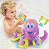 Bebek banyo oyuncakları duş oyuncak karikatür hayvan ahtapot çocukları plajda sürünen çocuk küvet yüzme havuzu su ile çalıyor 231122