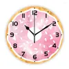 Wanduhren 3D-niedlicher rosa Aquarell-Donut mit Streuseln Küchenuhr Girly Donut Runde Uhr für Kinderzimmer Kinderzimmer Dekor Geschenk