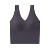Camisoles & Tanks Women Crop Tops Sexy Solid Color Camisole Tube Top Seamless V-neck Sports Tank Wireless Underwear Padded Bra Bralette Vest