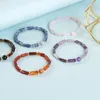 Bracelets de charme 10pcs Praça de pedra natural Amethyst Lucky Bread Bracelet Lapis Lazuli Rose Quartz Crystal for Women Jewelry