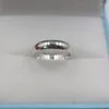 Cluster Rings Pure Solid 18k White Gold Ring Women Luck Smooth Band US4 3.5mmW 3-3.3g