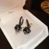 Hoop oorbellen Lovelink Shiny Black Geometric Zirkon voor vrouwen Koreaanse stijl Retro Crystal Earring Girls Party Sieraden