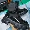 Män Rois Nylon Tyg Combat Boots Top Monolith Leather Ankel Martin Boot With Pouch Battle Shoes Gummi Sole Platform Shoe Big Size