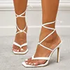 Sandals Fashion Clip Toe Red Cross-Tied Summer 11.5CM High Heels Gladiator Women Lace-Up Stilettos Shoes Dress Pumps