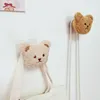 1PC Wood Bear Key Bag Coat Hook Multifunction Wall Decoration Organizer Hanger Hook Animal Plush Hallway Door Storage Rack Hook Shelf