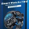 Montres-bracelets Montre intelligente N18 1,53 pouces Bluetooth appelant écouteur TWS 2-en-1 double casque 4G grande mémoire casque de musique locale SmartwatchQ231123