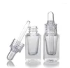 Bouteilles de stockage 200 X voyage vide rechargeable carré en verre clair flacon compte-gouttes avec 1/3 oz transparent compte-gouttes conteneur SN679