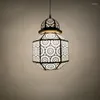 Pendant Lamps Moroccan Style Bedroom Bedside Chandelier Features Hand-cut Iron Hanging Lamp Personality Living Room Dining Porch