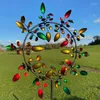 Garden Decorations Rainbow Color Leaf Metal Windmill Stainless Steel Outdoor Wind Spinners Catchers Yard Patio Lawn Decoration Kid Gift