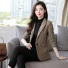 Women's Suits 2023 Spring Autumn Korean Long Sleeve Women Blazer Casual Wild Office Plaid Woolen Suit Ladies Jacket Outwear Tops M-4XL