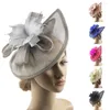 Geniş Memul Şapkalar Fascinators Hat Çiçek Örgüsü Vintage Çok Portpozlu Tüyler Kokteyl Partisi