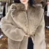 Women's Fur European Long Sleeve Coat Women Toka Double Face Wool Leather Warm Mid-Length Light Luxury Elegant Jacket 2023 Winter