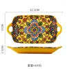 Dinnerware Sets Ceramic Tableware Bohemian Plate Enchanting Yellow Soup Dishes Wholesale Retro High Value Rice Bowl