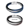 Bracelets porte-bonheur 3 couches Bracelet en cuir hommes Style Vintage magnétite boucle longue bande de poignet Punk chaîne cadeaux pour Banquet fête