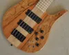 Guitare basse électrique couleur bois naturel 5 cordes avec logo d'offre de matériel noir/couleur personnaliser