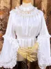 Blouses Femmes Victorien Vintage Lolita Femmes Élégantes Dentelle Volants Flare Manches Chemises Tops Femme Harajuku Gothique Slim Chemisier En Mousseline De Soie