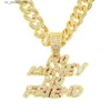 Custom Hip Hop Jewelry Pendant Letter No Money No Friend Charm Pendant Iced Out Cuban Chain Necklace Jewelry