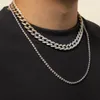 Kedjor Kunjoe 2st/Set Shiny Full Rhinestone Cuban Link Chain Choker Necklace For Women Punk Hip Hop Bling Crystal Party Gift