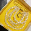 Brooches Number 5 Pendant Pearl Chain Brooch Female Suit Temperament Accessories Pin Party Gift