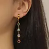 Boucles d'oreilles pendantes en acier au titane pour femmes hommes colorés Zircon cubique glands longs petit cerceau rond bijoux 2023