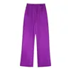 Femmes deux pièces pantalon Vintage solide violet femmes costumes à manches longues nœud dentelle Blazer haute taille élastique mode 2023 bureau dame