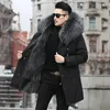 Men Blends Thick Warm Coat Men Winter Parker Medium and Long Fur In One Thermal Jacket Detachable Liner 231123