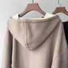 Abiti casual 2023 Cappotto di lana con cappuccio autunno e inverno Abito doppio da donna abbinato a colori su due lati