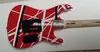 Canhoto 5150 Edward Van Halen Branco Listras Pretas Vermelho Guitarra Elétrica Floyd Rose Tremolo Ponte Whammy Bar Porca de Travamento Maple Neck Fingerboard Grande Headstock