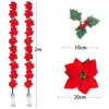 Autres Fournitures De Fête D'événement 2m 10LED Noël Poinsettia Fleurs Décorations Guirlande Guirlande Lumineuse Ornements D'arbre De Noël Intérieur Extérieur Décor À La Maison 230422