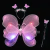 LED Swordsguns Dzieci Costume Props Dziewczęce skrzydła zabawki Luminous Butterfly Dekoracja Magic Stick Performance spódnica 231123