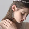 Dangle Earrings E010絶妙な結婚式のブライダルイヤリング合金淡水真珠花嫁の花嫁